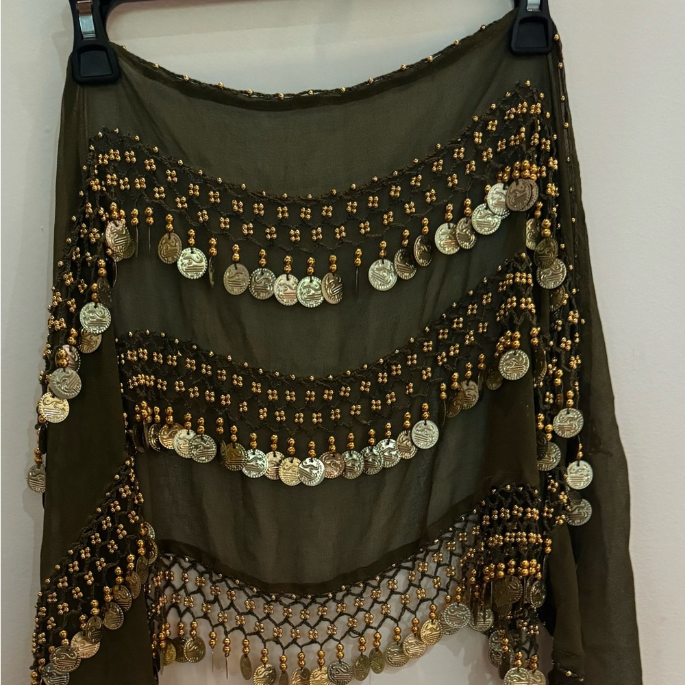 Olive Green Chiffon Belly Dance Hip Scarf